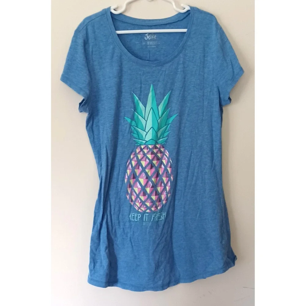 Justice Graphic Tee Kids Size 14 Pineapple Graphic Keep It Fresh Short Sleeve